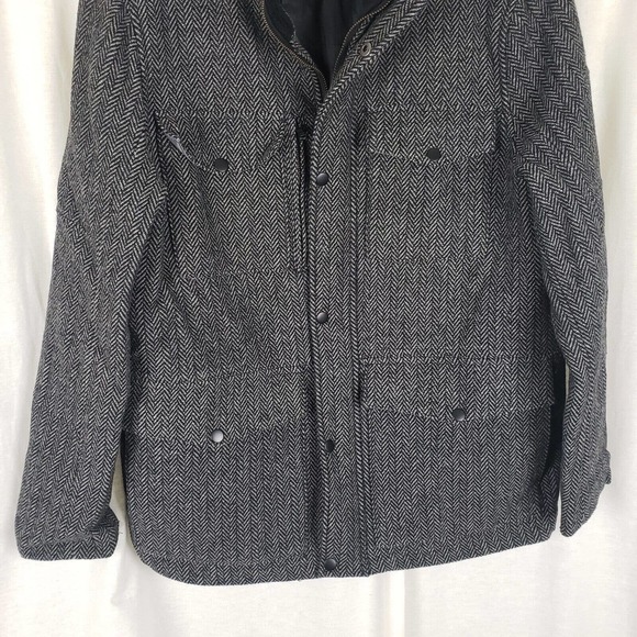 Kenneth Cole NY Herringbone Tweed Wool Bomber Field Jacket Mens M Black & White - Picture 3 of 6